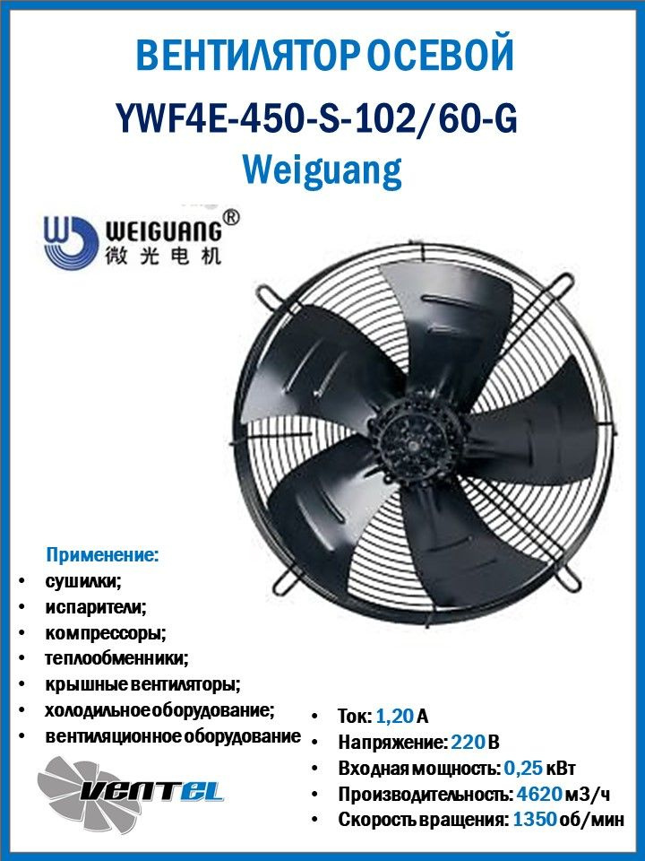 Вентилятор Weiguang YWF4E-450-S-102/60-G осевой #1