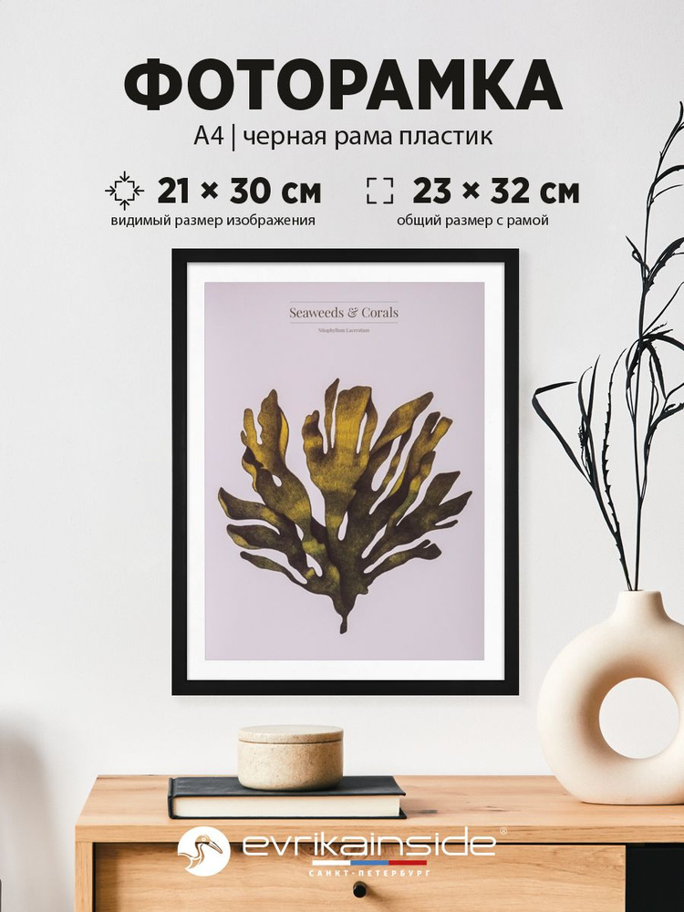 Фоторамка пластиковая черная А4, 21х30, 1 шт #1