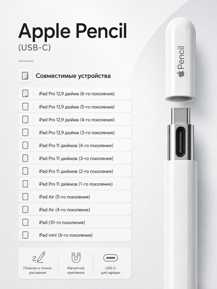 Apple Pencil A3085 USB-C タイプ　匿名配送 Стилус Apple Pencil (USB-C) 2023 (A3085) купить на OZON по низкой