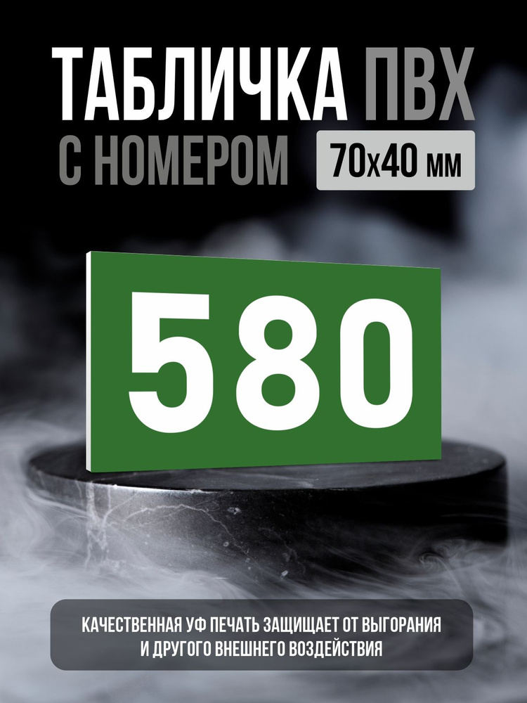 Табличка с номером 580, 7х4 см, ПолиЦентр #1