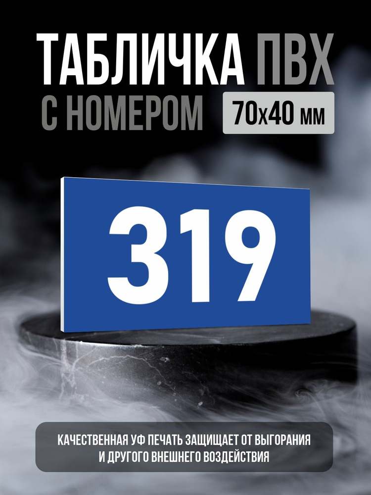 Табличка с номером 319, 7х4 см, ПолиЦентр #1
