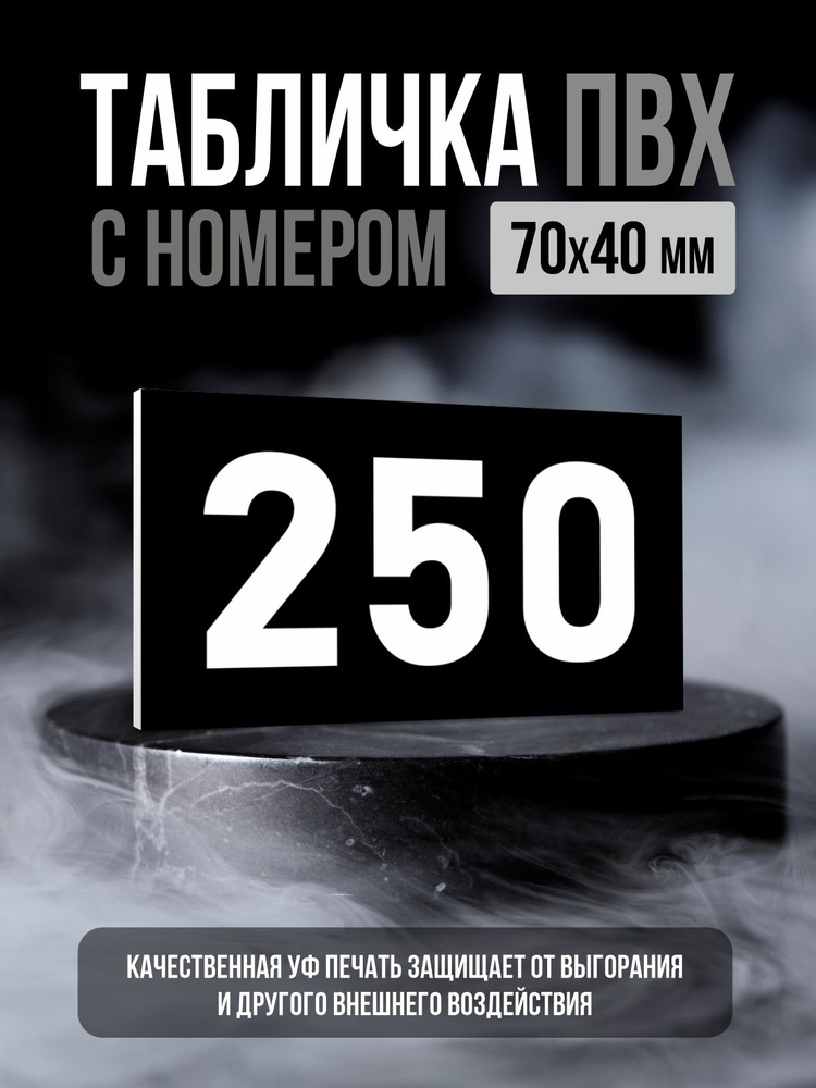Табличка с номером 250, 7х4 см, ПолиЦентр #1