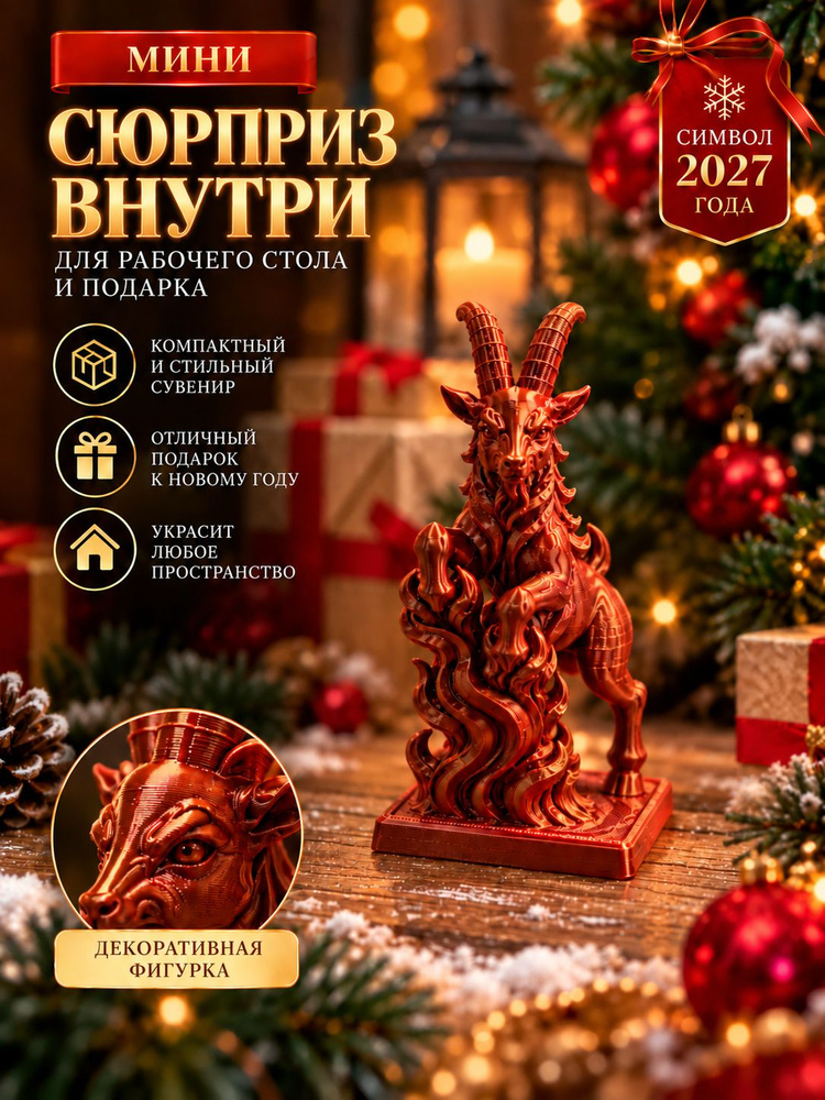 Новогодняя фигурка Огненная коза 2027, мини, бронзовая #1
