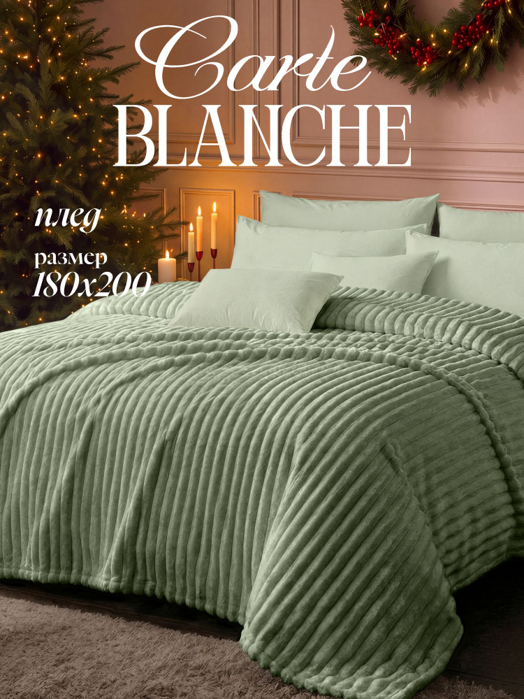 Carte Blanche Плед 180х200, Покрывало на кровать на диван мягкий велсофт #1