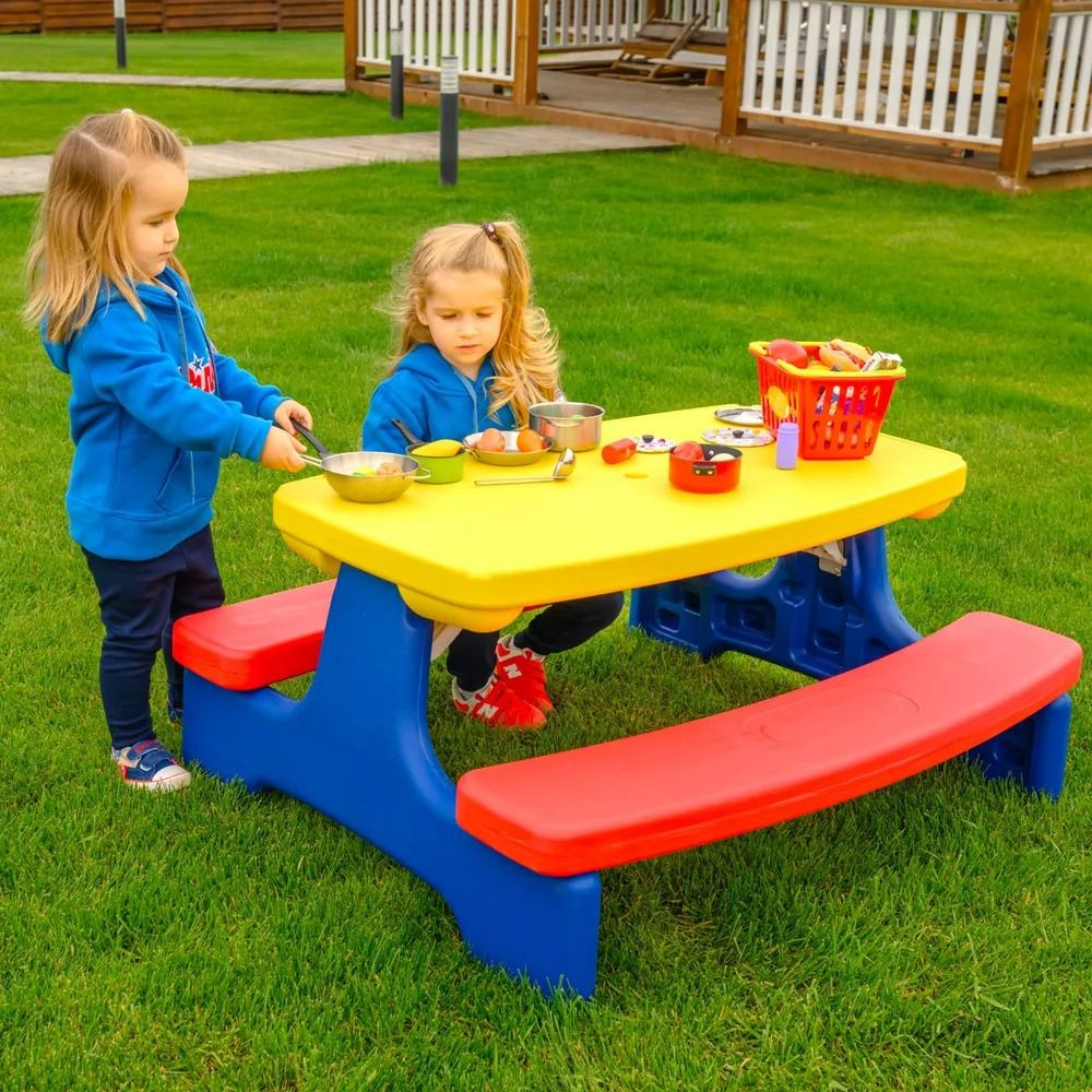 Стол детский с лавочками UNIX Kids Garden Yellow - купить с доставкой ...