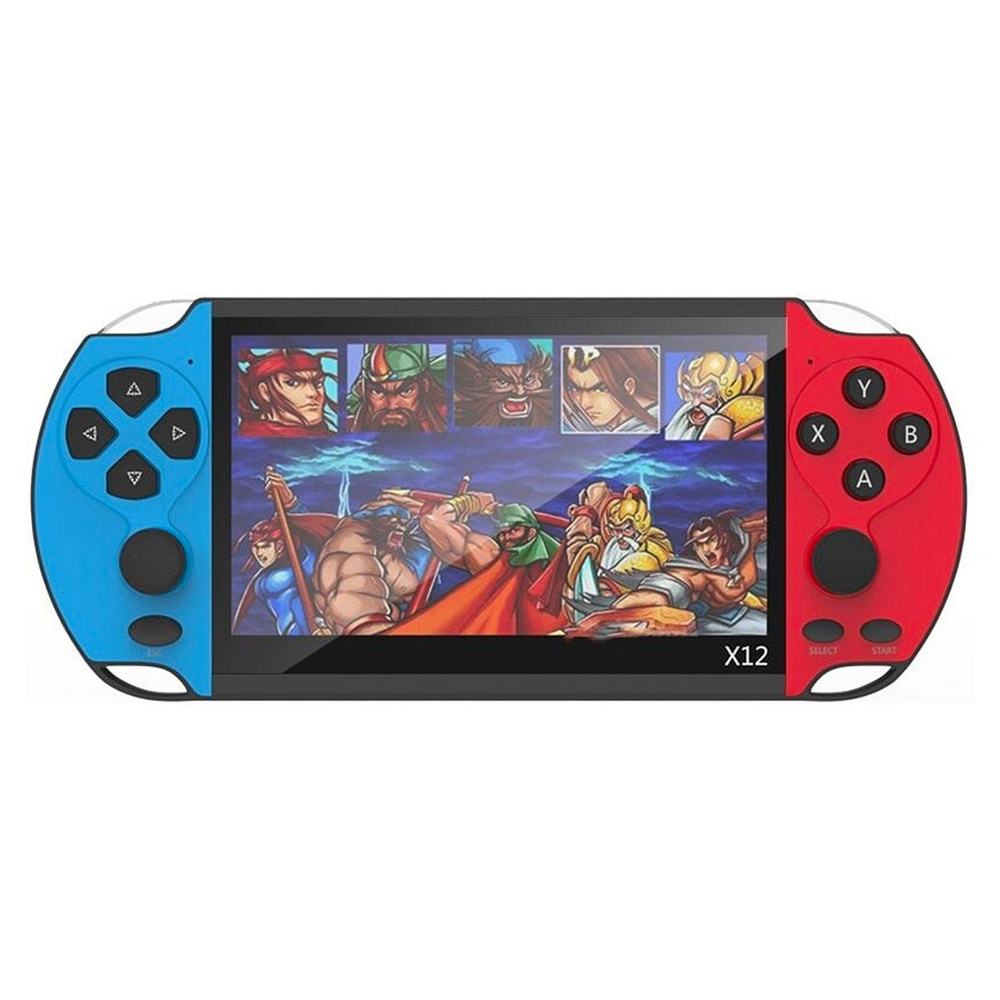 Портативная игровая консоль Anytrends PlayStart Portable PSP-X12 128bit 8Gb  (Синий+Красный) (1000+ игр, 10 консолей: Nintendo, Sega, PS1, экран 5,1 ...