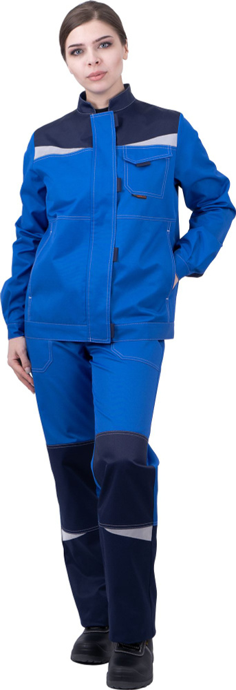 Костюм женский КМ-10 Люкс, тк.Смесовая,220, брюки, васильковый/синий  #1