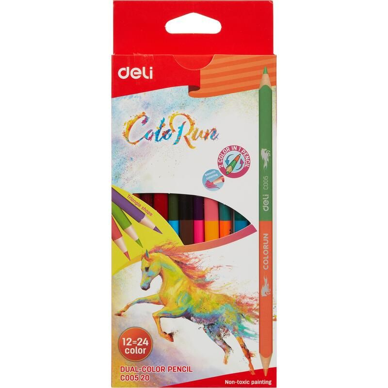 Карандаши цветные Deli ColoRun 24 цвета трехгранные двухсторонние ...