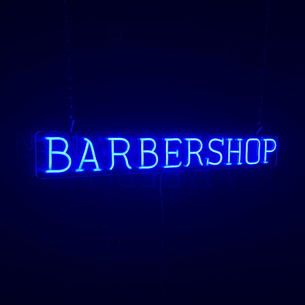 Неоновая вывеска на стену/Неоновый светильник/Настенная лампа, надпись "Barbershop", для барбершопа, #1