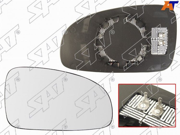 Полотно зеркала CHEVROLET AVEO (T200)/DAEWOO KALOS 02- правое сферическое с обогревом SAT ST-121-0046 #1