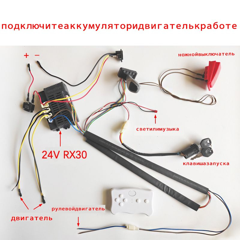 Жгут проводов детского электромобиля 24V RX30 200W с электронным переключателем скоростей и кнопочным #1