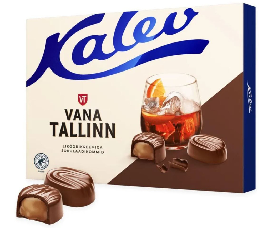 Kalev шоколадные конфеты c кремовой начинкой с ликером Vana Tallinn 122гр (Эстония)  #1