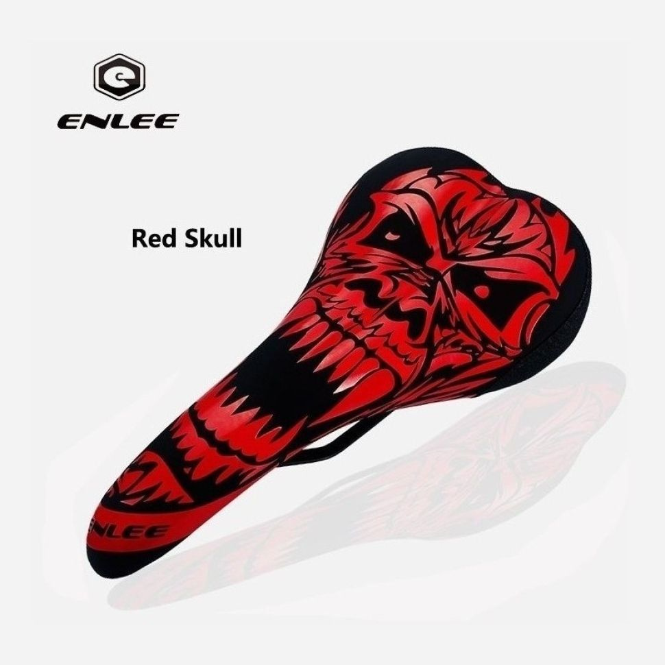 Седло велосипедное Enlee DS-20 Skull фитнесс/спорт, MTB, с принтом "череп", унисекс.  #1