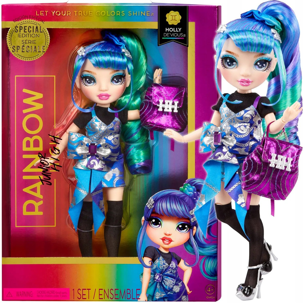 Кукла Rainbow High Junior модная кукла Holly De'Vious (синяя) Холли ...