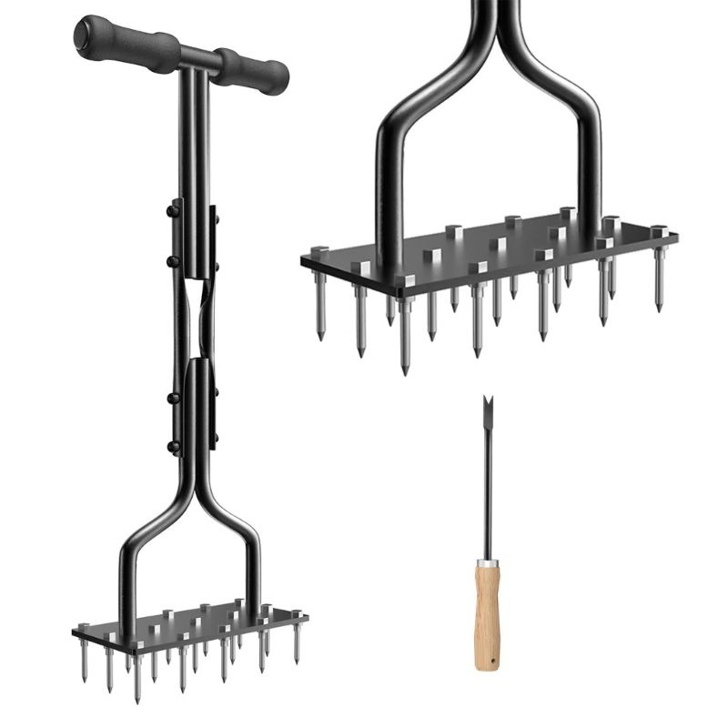 Аэратор для газона, металлические шипы, ручная аэрация почвы, 15 ...
