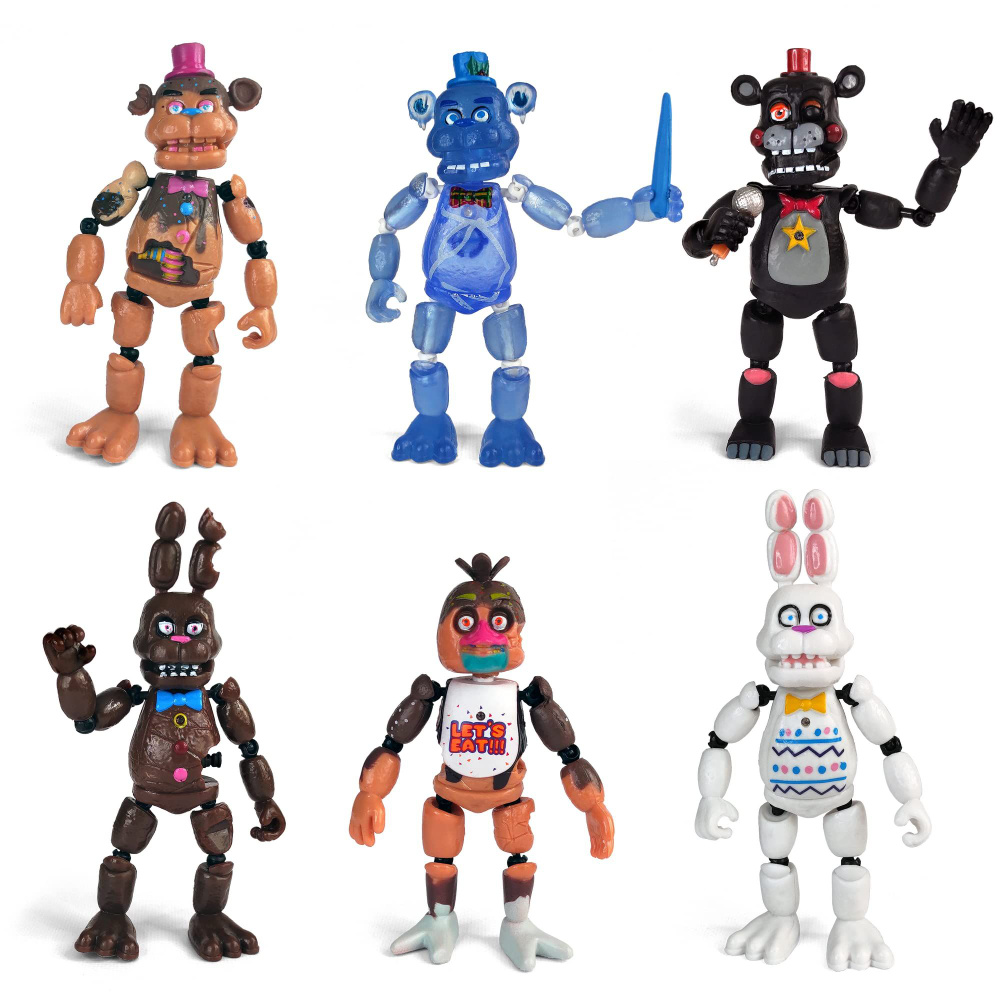 Вдохновленные игрушками Five Nights at Freddys Chocolate Freddy's Action Figures (FNAF) Набор из 6 шт #1