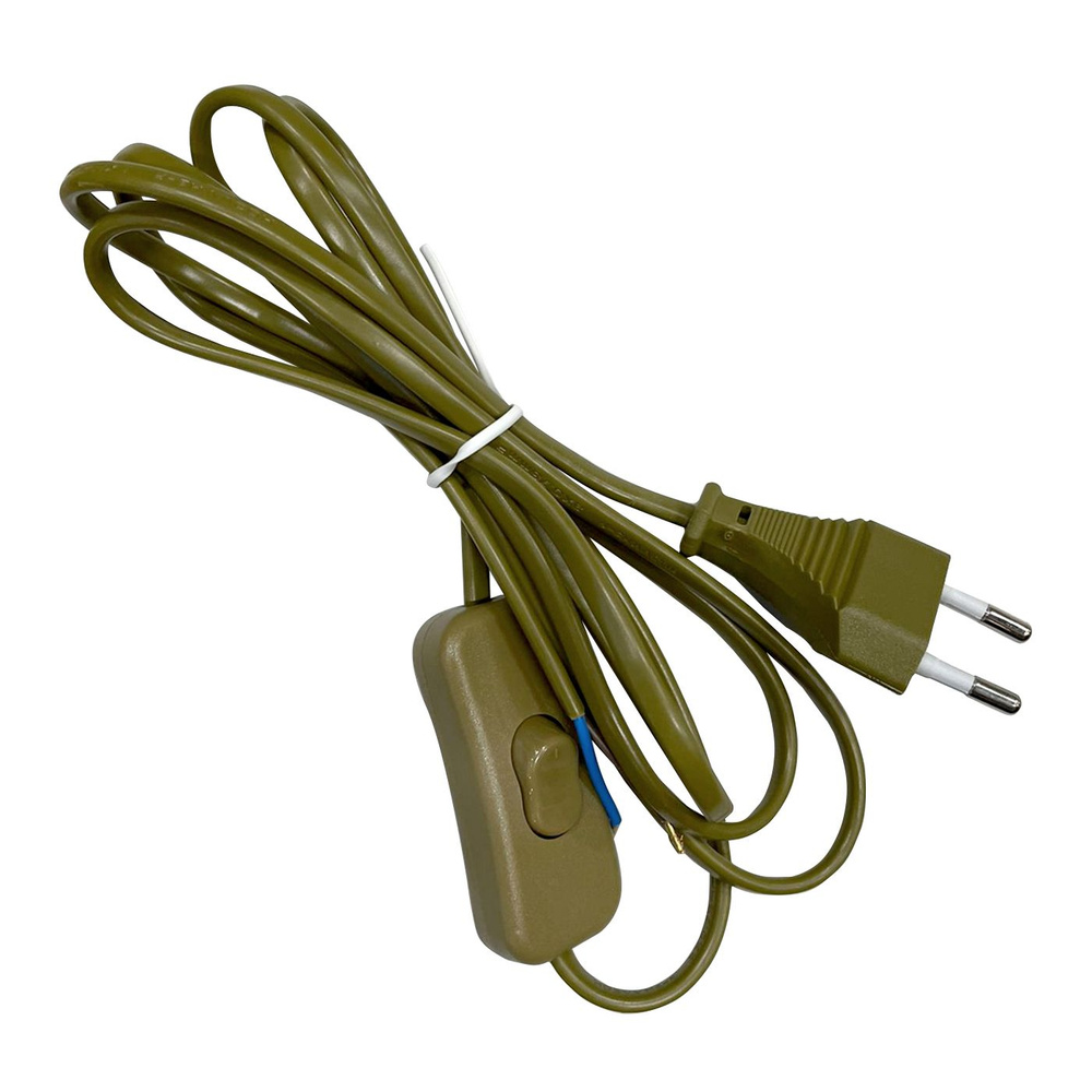 Шнур сетевой с вилкой и проходным выключателем, длина шнура 1,8 - 2 м., цвет золотой  #1