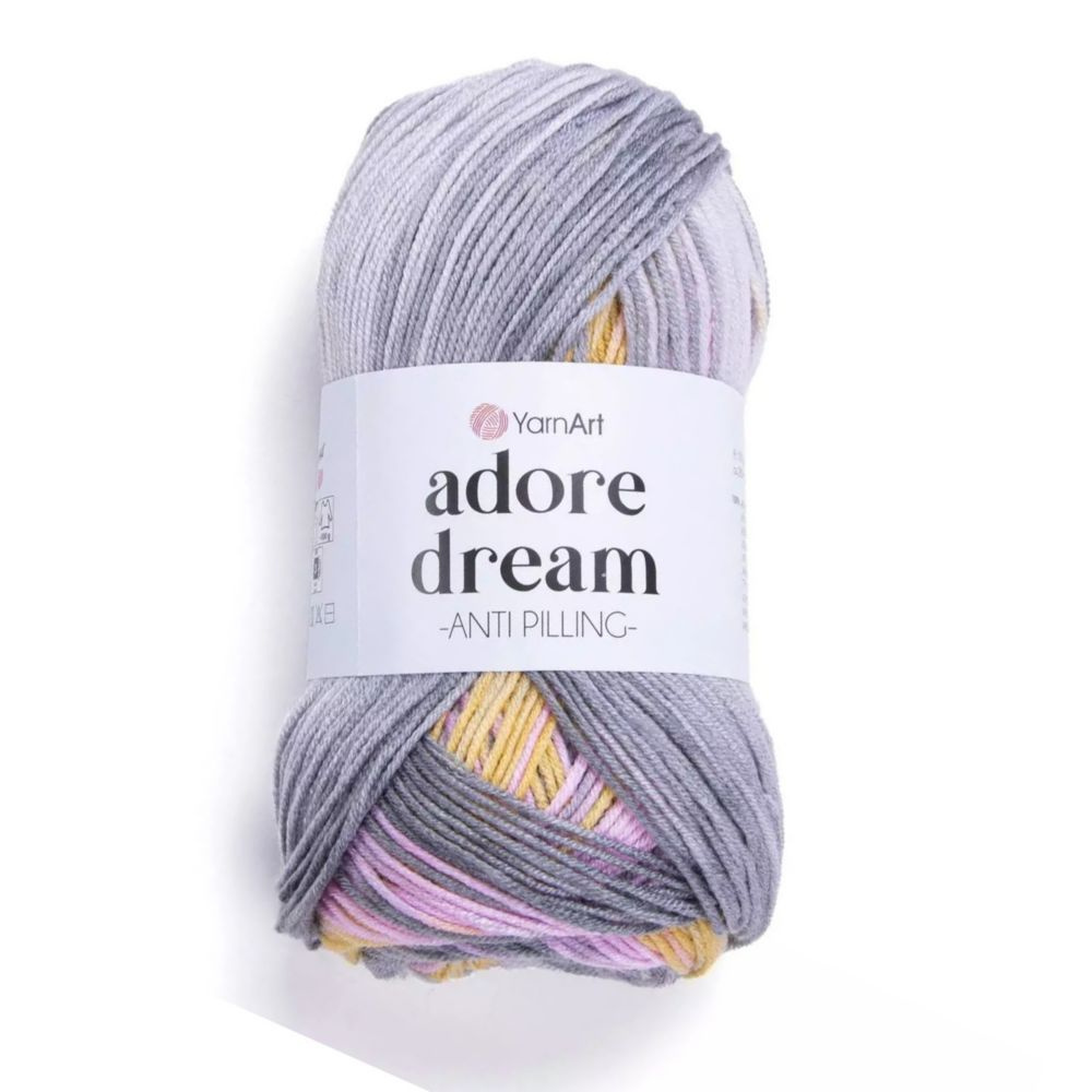 Пряжа для вязания YarnArt Adore Dream 1064 серый желтый розовый 100 гр/280 м 100% антипиллинг акрил  #1