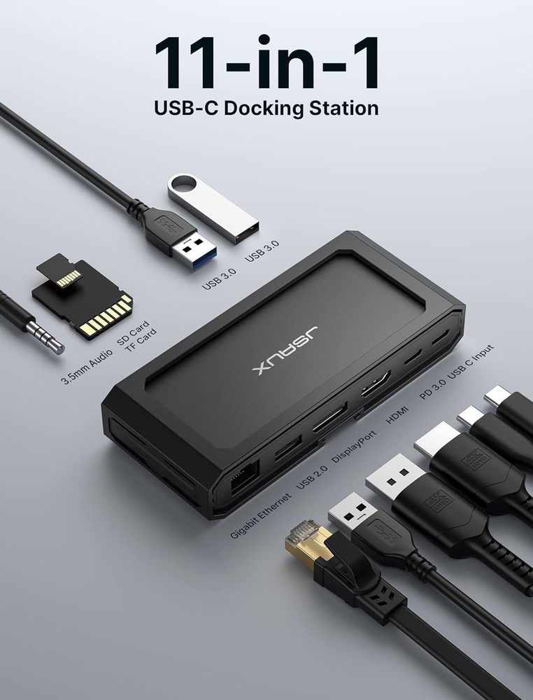 JSAUX Steam Deck OLED Док-станция для ноутбука USB-C, док-станция 11-в-1 с HDMI и DP 8K при 30 Гц, PD #1