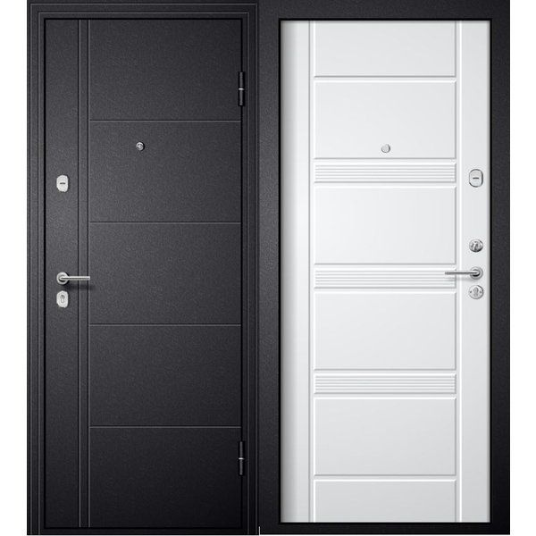 Дверь входная M-1 черный шелк ПВХ белый 860 левая #1
