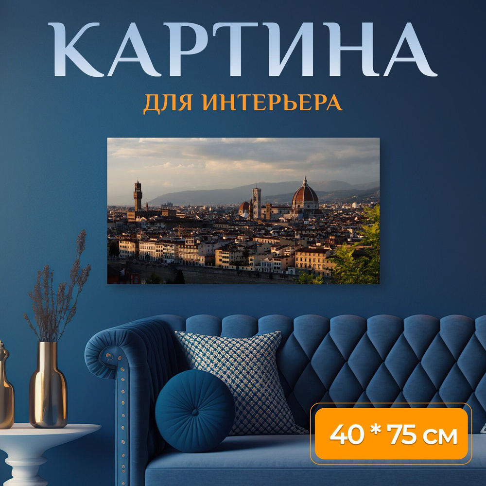 LotsPrints Картина "Город, здания, заход солнца 71" 40x75 см #1