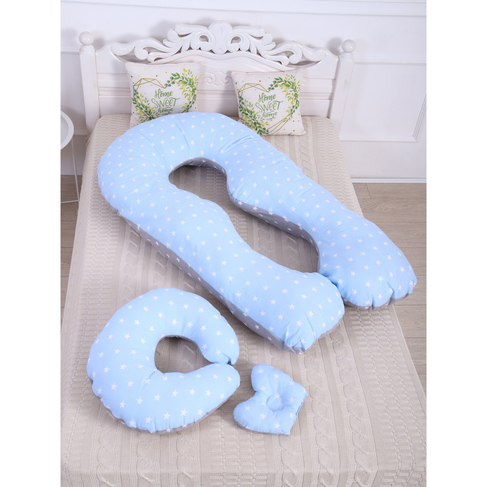 Комбо-набор подушек для беременных 5 в 1 Серо-голубые зведочки  #1