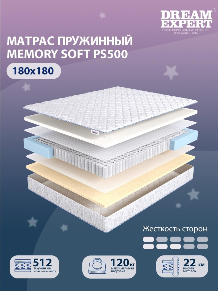 Матрас, Анатомический матрас DreamExpert Memory Soft PS500, низкая и средняя жесткость, двуспальный, #1