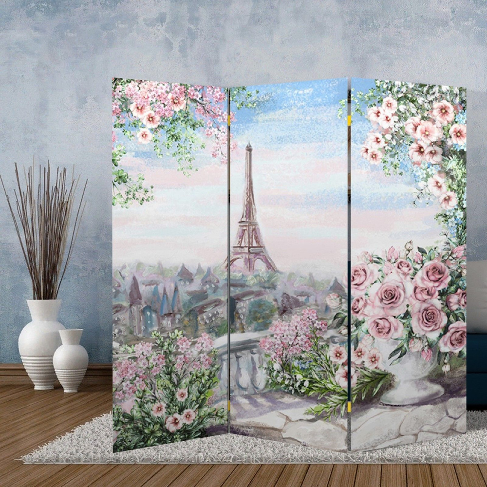 Ширма-перегородка "Картина маслом. Розы и Париж", 150 x 160 см  #1
