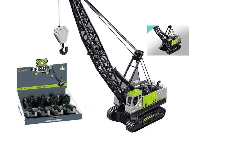 Машинка игрушечная Кран инерционный серо-салатовый,вращение башни ...