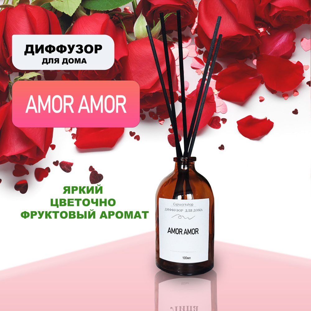 Аромадиффузор для дома Амор / аромат для дома Amor Amor/ диффузор с фибровыми палочками 100мл  #1