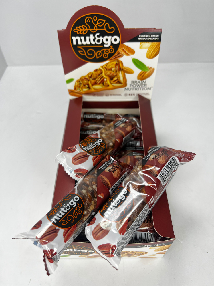 NUT&GO Миндальный батончик пекан и карамель 18 шт * 36 гр #1
