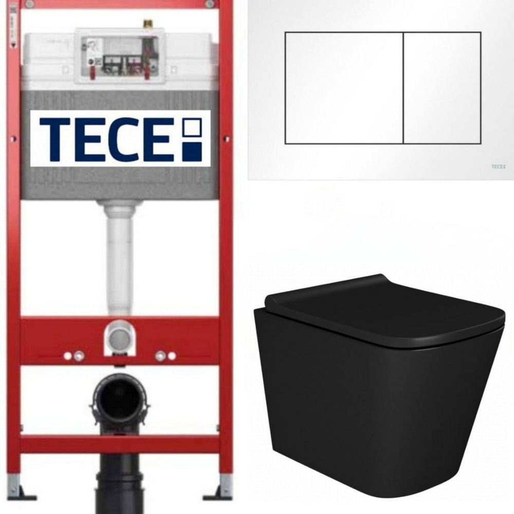 Инсталляция TECE base 9400413 с подвесным безободковым унитазом TEYMI HELMI S, ультратонкое сиденье микролифт, #1