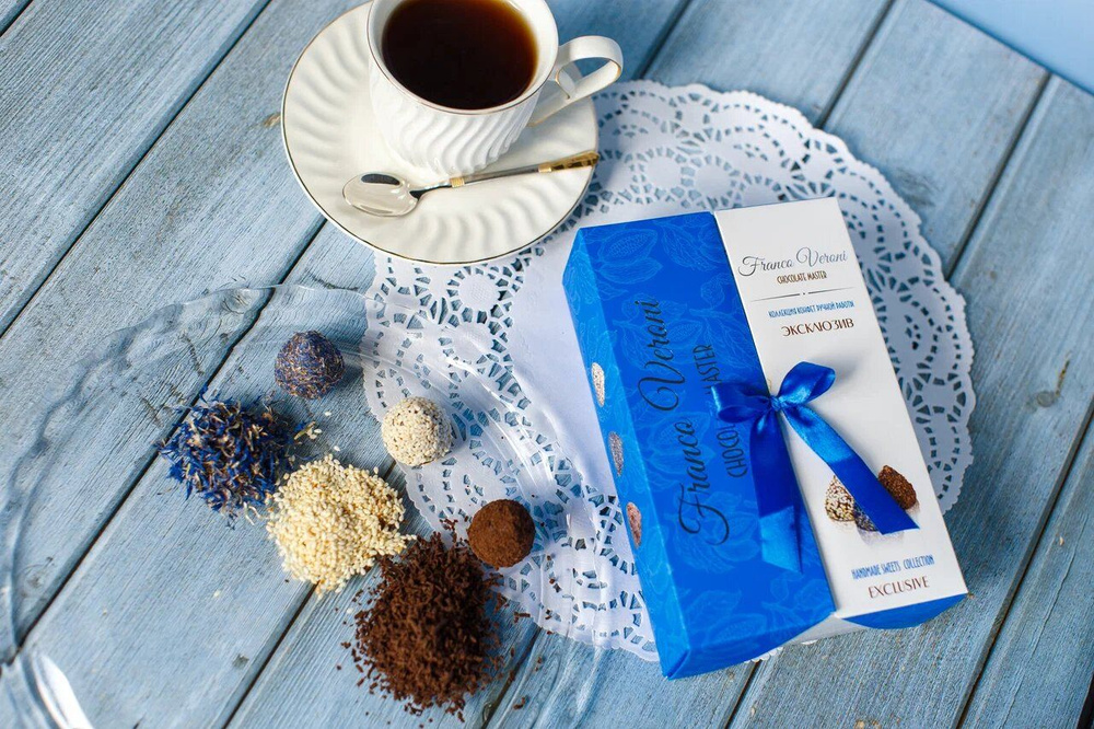 Коллекция шоколадных конфет Франко Верони "Эксклюзив" шкатулка синяя 190гр.  #1