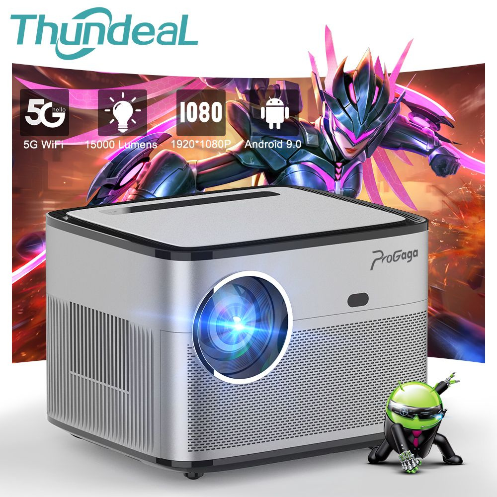 ThundeaL Проектор PG550W с автофокусом Full HD 1080P PG550 для 4K 15000  люмен 5G WiFi Android Домашний кинотеатр Cinema Beamer, 1920×1080 Full HD,  ...