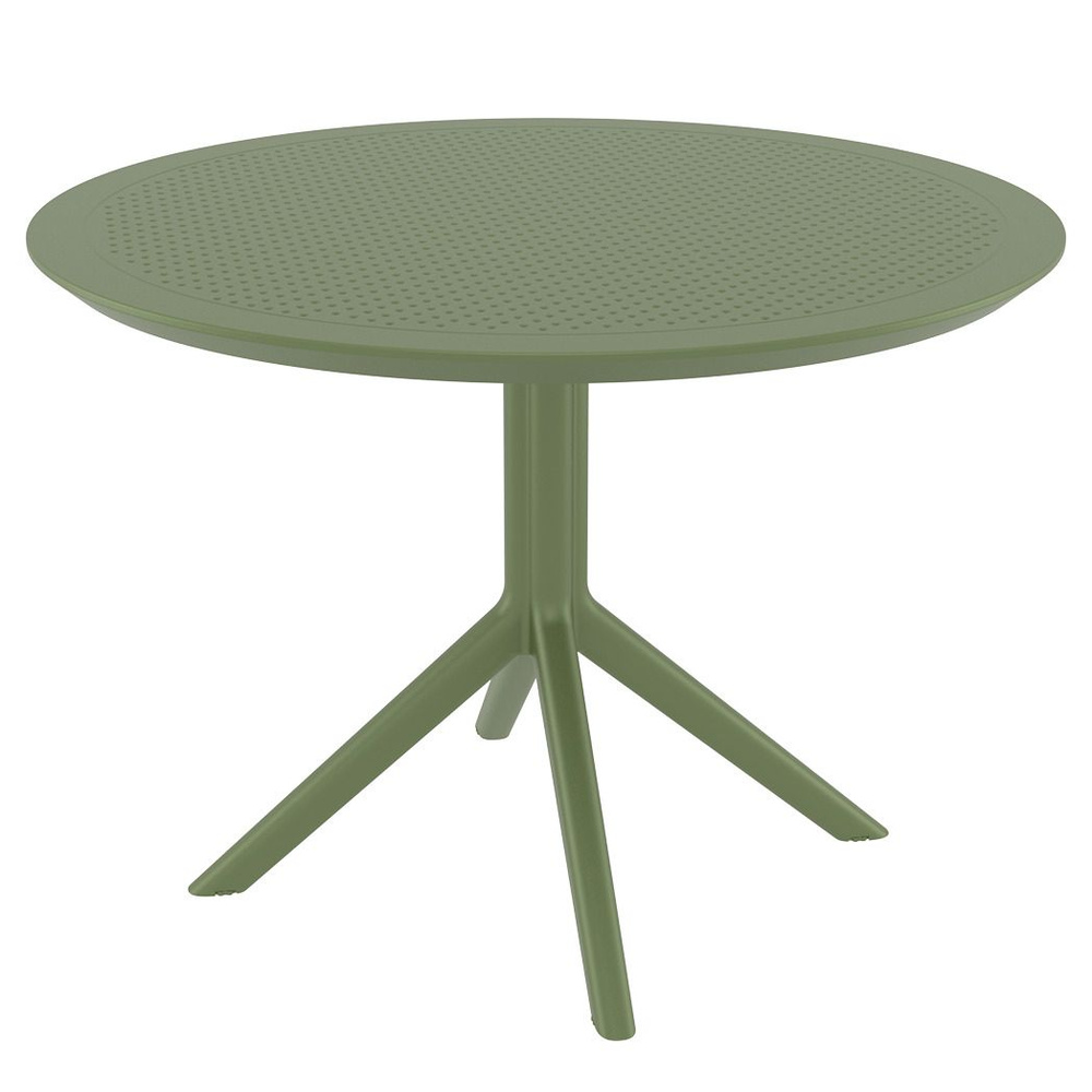 Стол пластиковый садовый круглый Sky Table 105 см, Siesta, Турция, уличный, оливковый #1