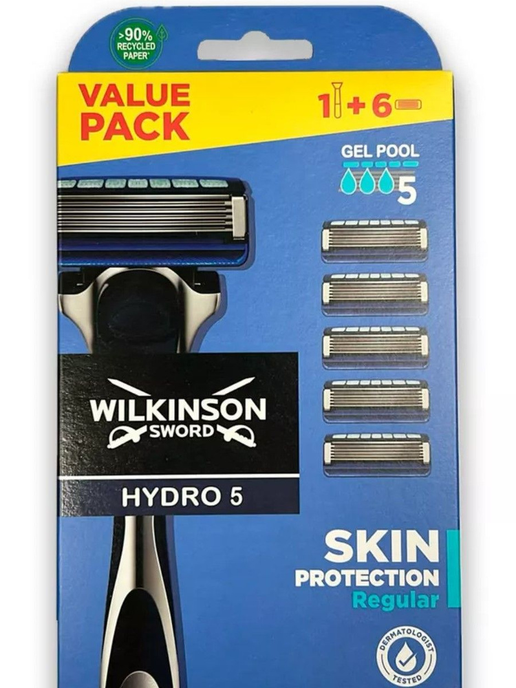 Wilkinson Sword / Schick Hydro 5 Skin Protection Regular / Бритвенный мужской станок с 6 сменными кассетами. #1