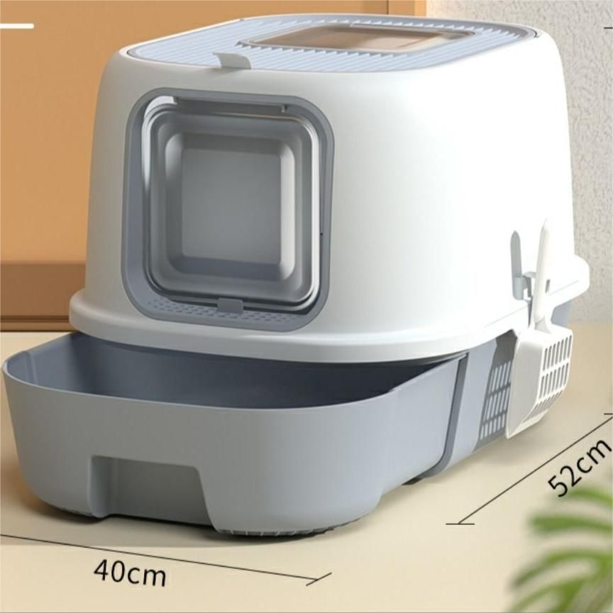 Ящик для кошачьего туалета большой, закрытый, с выдвижным лотком ...