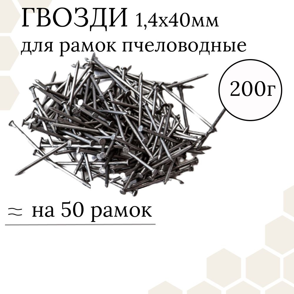 Гвозди 1,4x40мм (упаковка 200г) для деревянных рамок пчеловода  #1