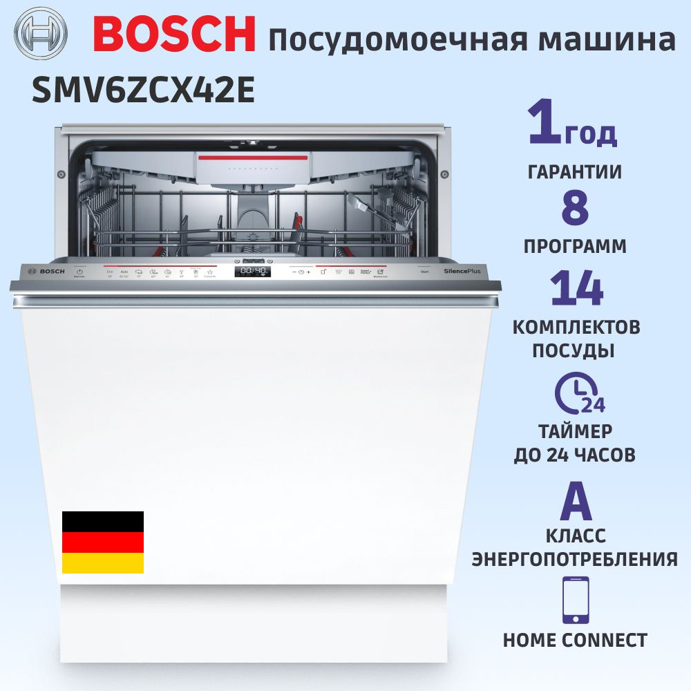 Посудомоечная машина встраив. Bosch SMV6ZCX42E полноразмерная  #1