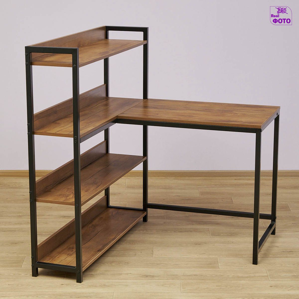 Компьютерный стол AMEOT Угловой стол-стеллаж Линх 1 на металлокаркасе ...