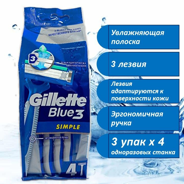 Бритвы безопасные одноразовые Gillette Blue3 Simple #1