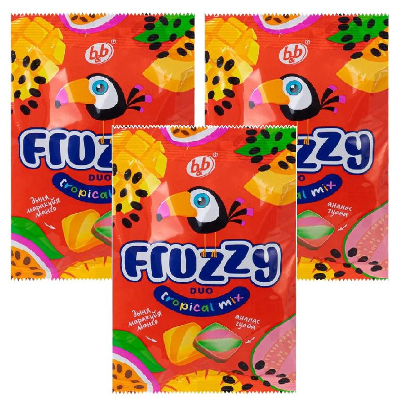 Конфеты жевательные, "Fruzzy" Duo тропический вкус (миксс), 180 г / 3 уп.  #1