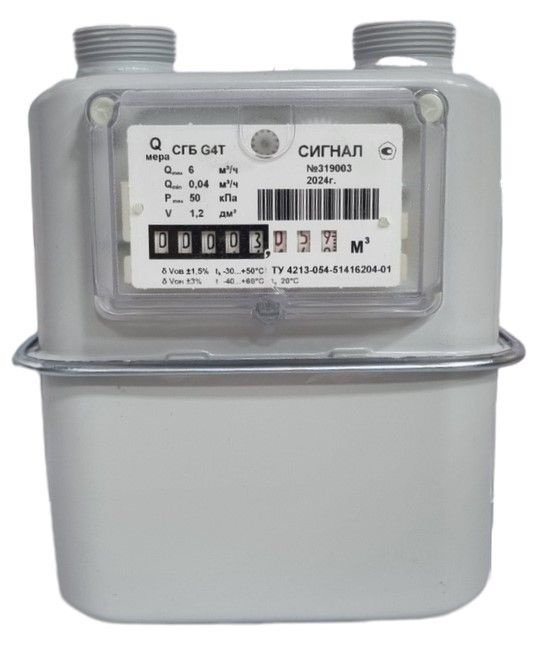 Счетчик газа бытовой с термокоррекцией СГБ G4T (левый вертикальный,G1 1 ...