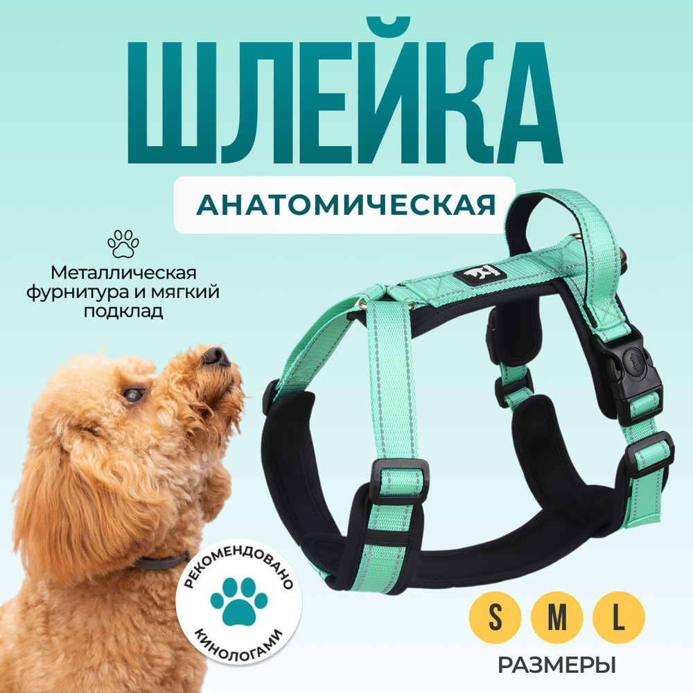 Шлейка анатомическая для собак мелких и cредних пород с ручкой ...