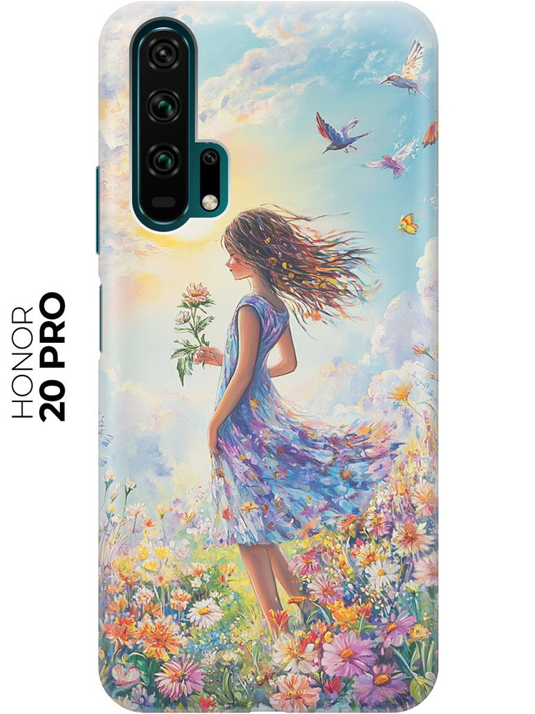 Силиконовый чехол на Honor 20 Pro с принтом "Девочка в поле цветов" #1