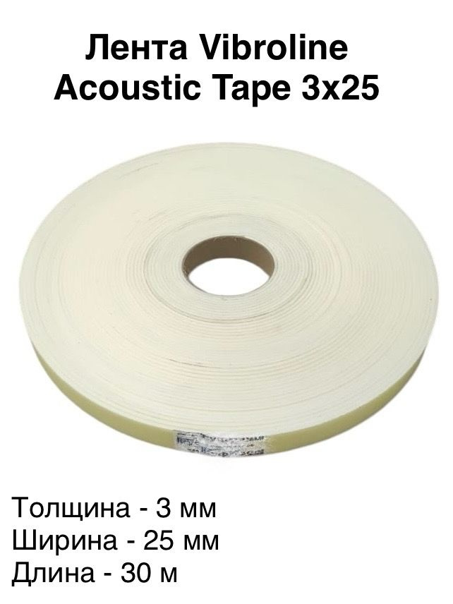 Звукоизоляционная лента Acoustic Tape ППЭ 3х25 (30 м) белая #1