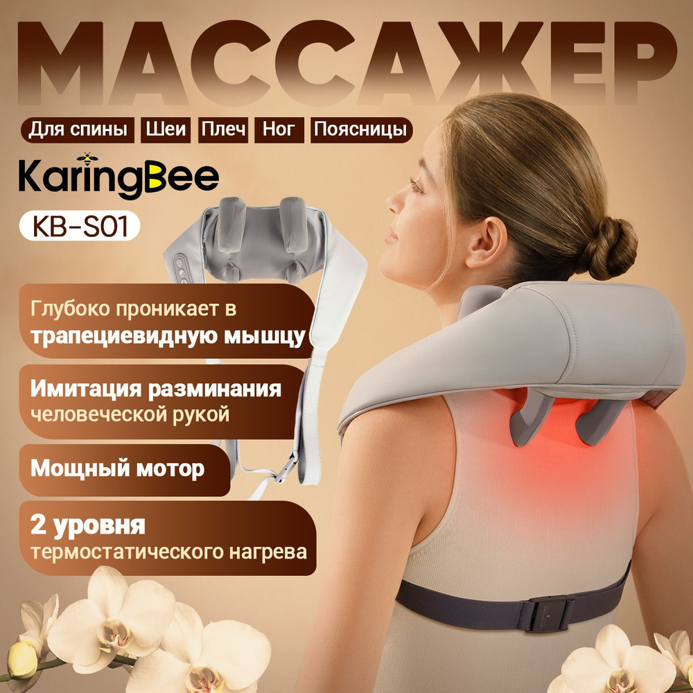 Массажер для шеи и плеч, спины и тела с подогревом KaringBee KB-S01 суббренд Yunmai Neck Massager,Серый #1