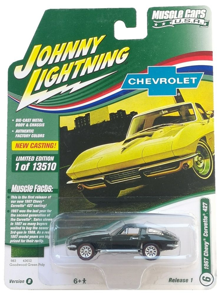 Johnny Lightning 1 64 1967 Chevy Corvette 427 Dark green diecast alloy car model gifts OZON 1692381380