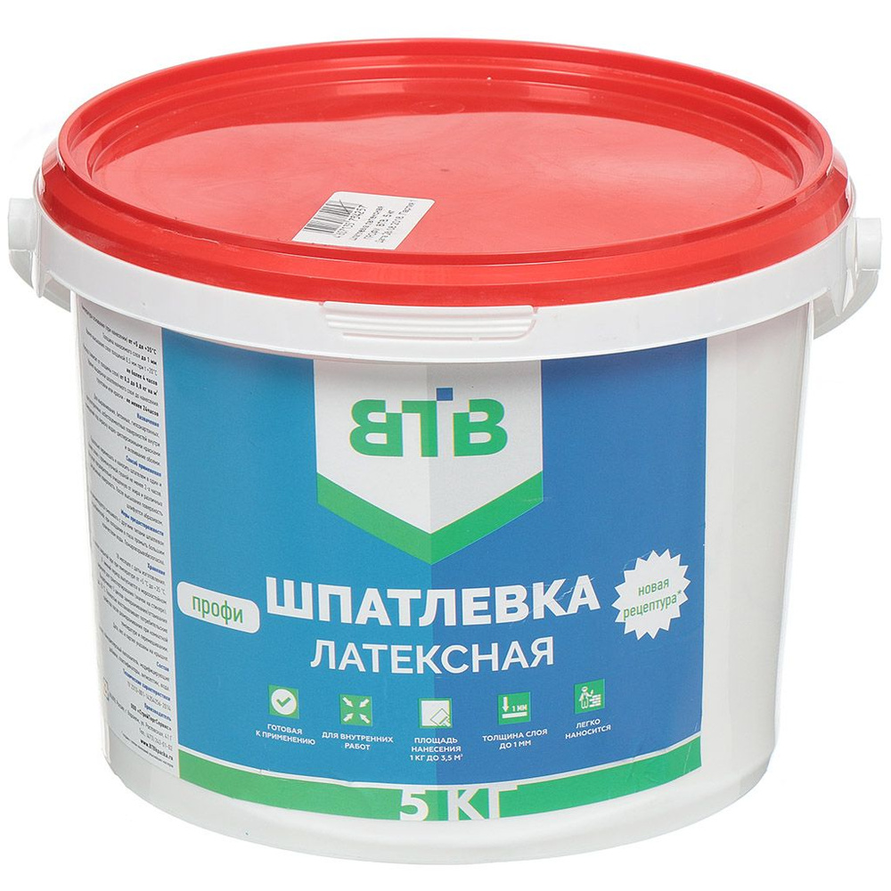 ВТВ, Шпатлевка латексная для внутренних и наружных работ, под покраску, 5 кг, Профи #1