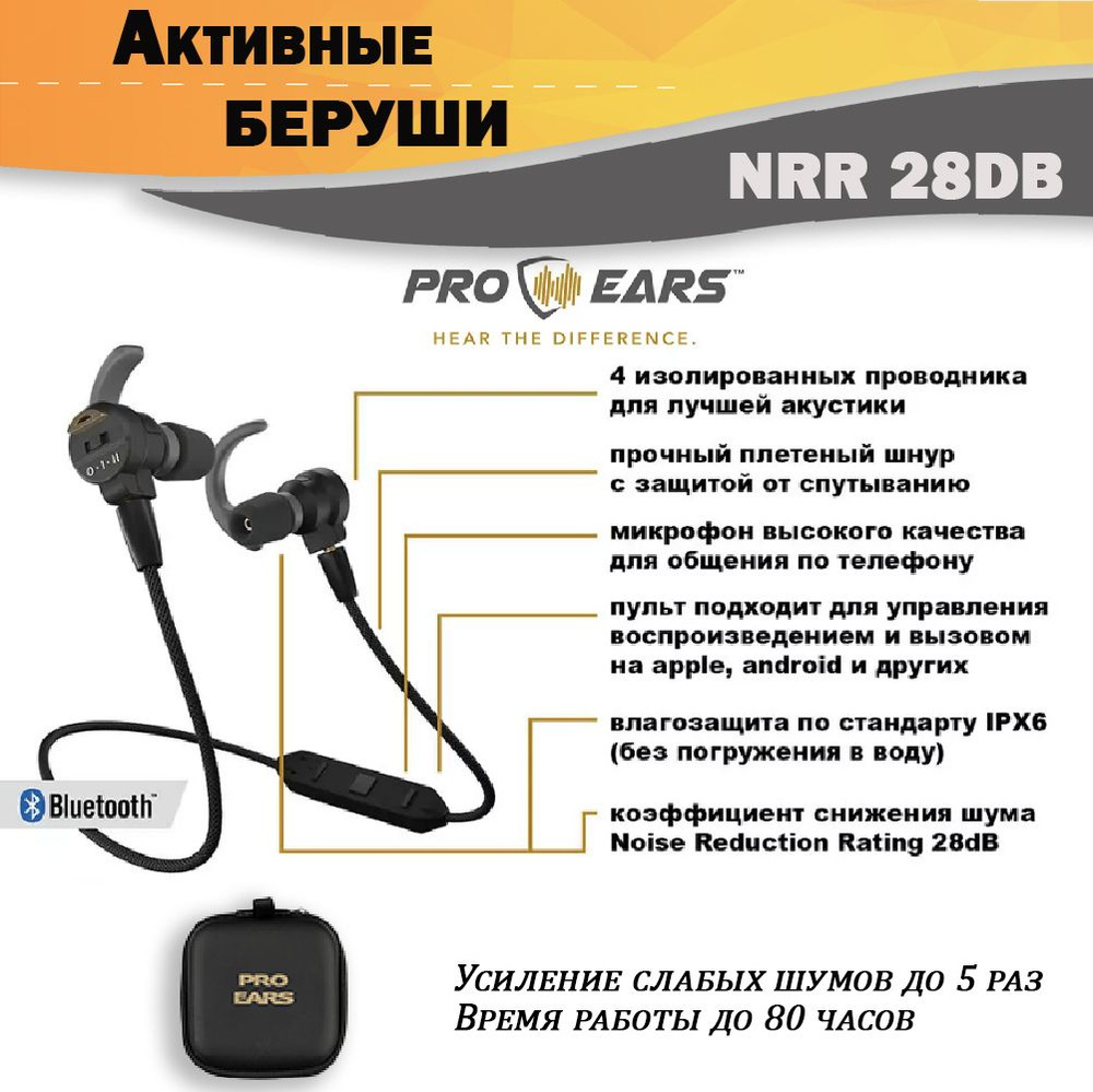 Активные беруши Pro Ears Stealth Bluetooth Elite #1